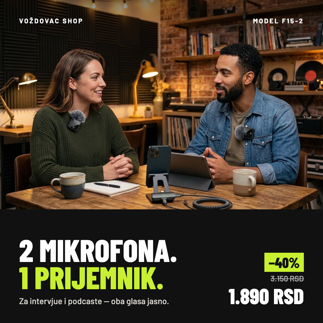 Bežični mikrofon F15-2 set 2 mikrofona i prijemnik