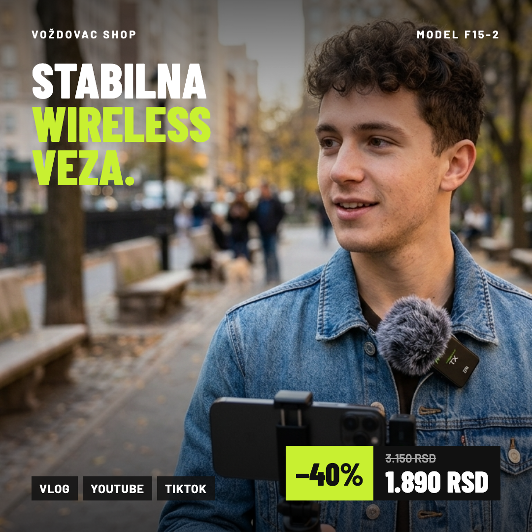 Bežični mikrofon F15-2 set 2 mikrofona i prijemnik