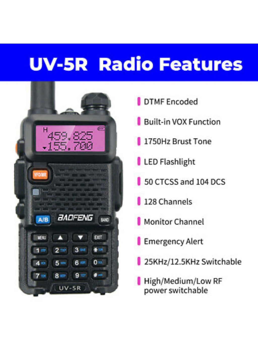 Toki Voki UV5R plus Baofeng Motorola Vodootporna radio stanica uv-5r