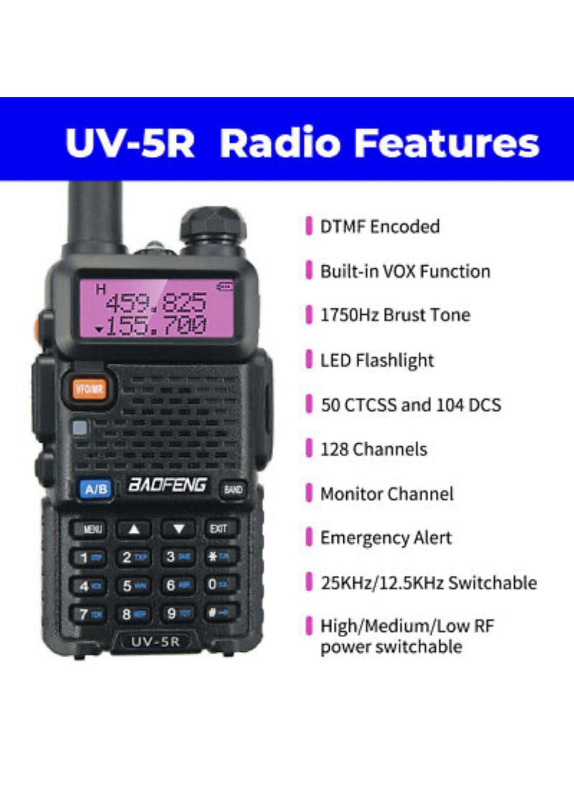 Toki Voki UV5R plus Baofeng Motorola Vodootporna radio stanica uv-5r