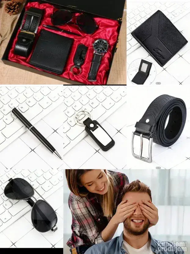 Poklon set za muskarce Sat Novcanik Naocare Privezak Kais ..