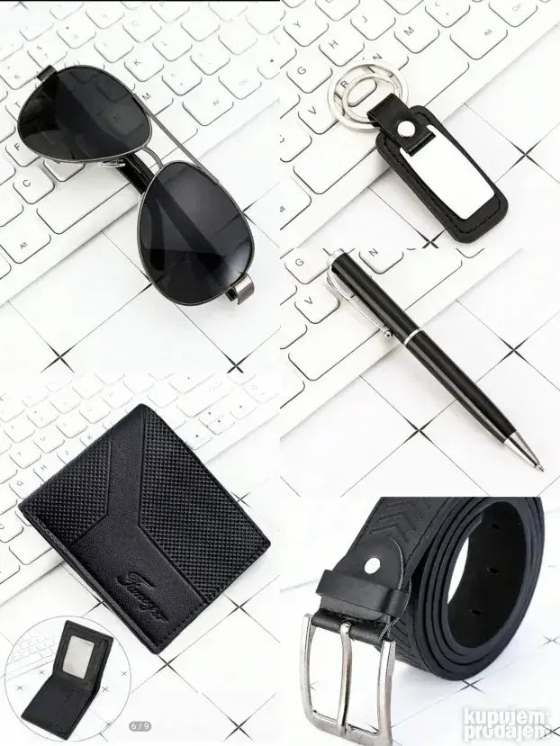 Poklon set za muskarce Sat Novcanik Naocare Privezak Kais ..