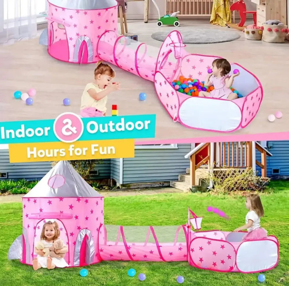 3 u 1 Dečiji Šator-Tunel | Roze sa Zvezdicama