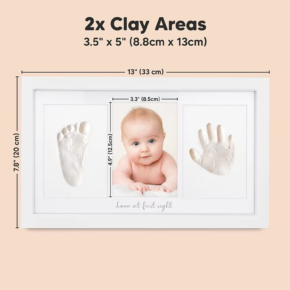 Okvir za otisak šake i stopala sa fotografijom bebe – "Love at first sight"