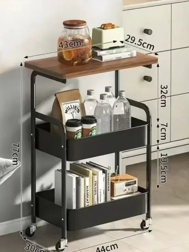 Pokretna polica sa drvenom pločom