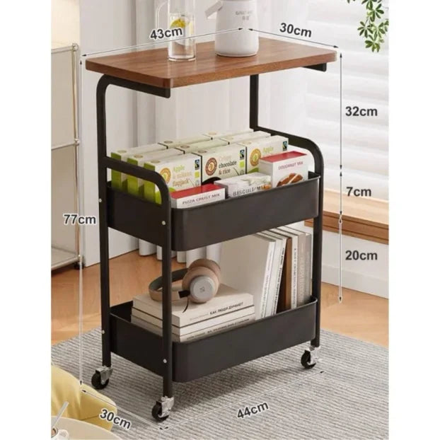 Pokretna polica sa drvenom pločom