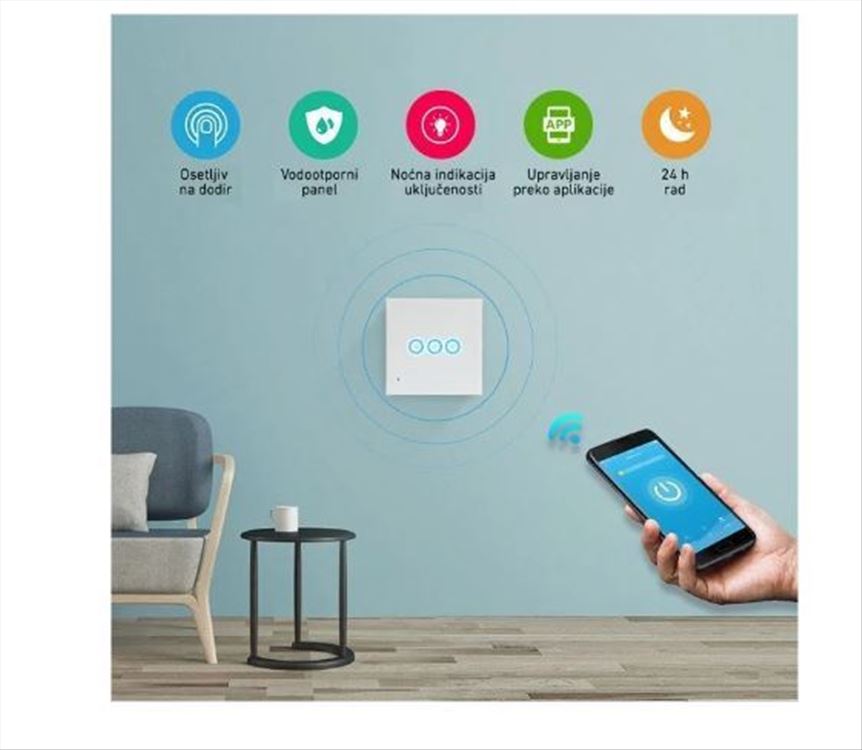 Wifi pametni prekidač za svetlo ugradni 3 tastera
