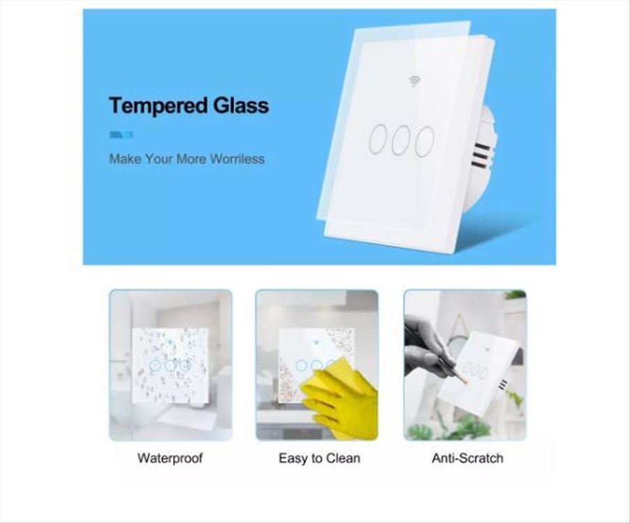 Wifi pametni prekidač za svetlo ugradni 3 tastera